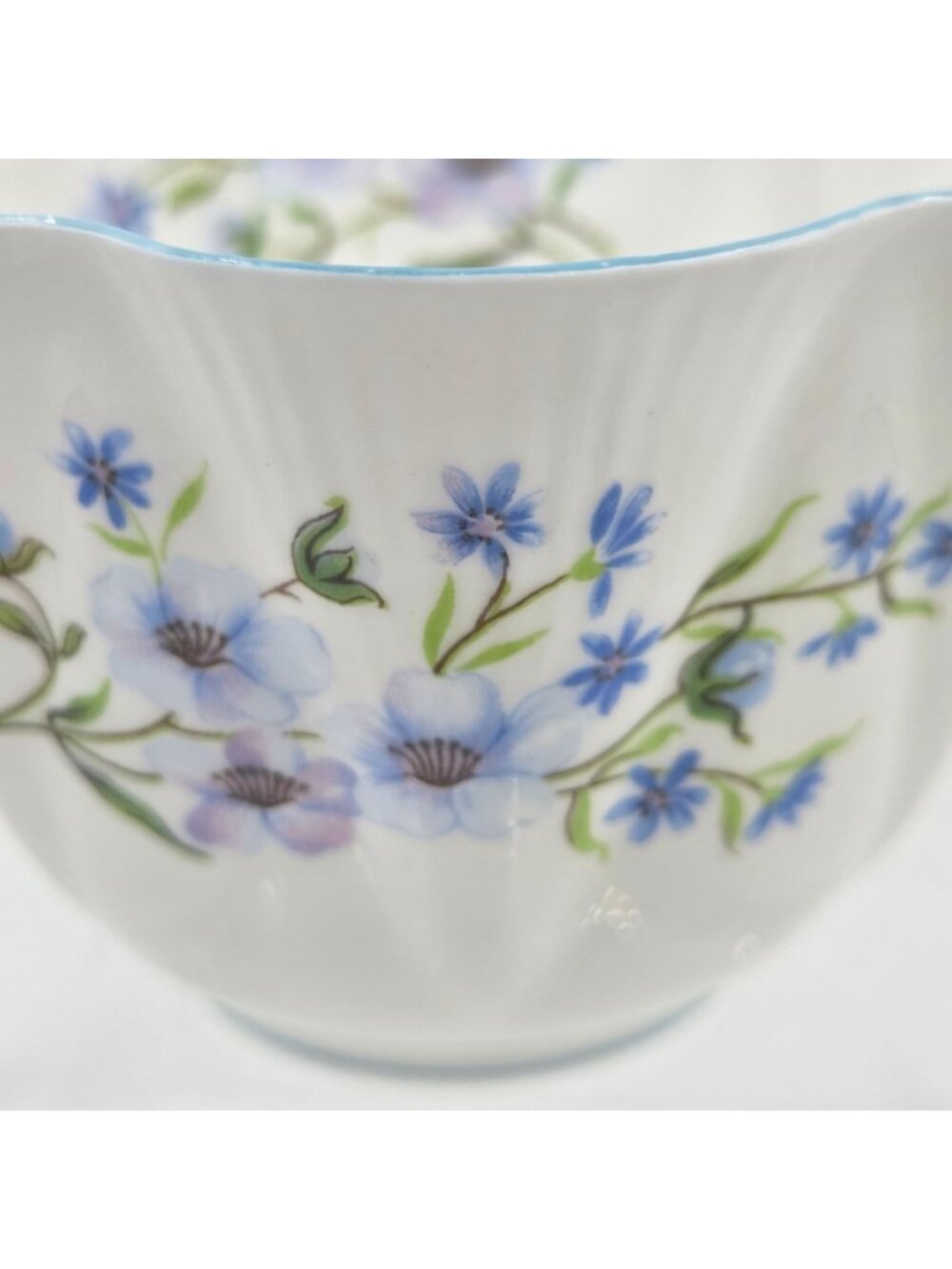 Shelley Blue Rock Dainty Set of 2 Flat Cup and Saucer Set Blue Trim Bone China - Picture 13 of 13